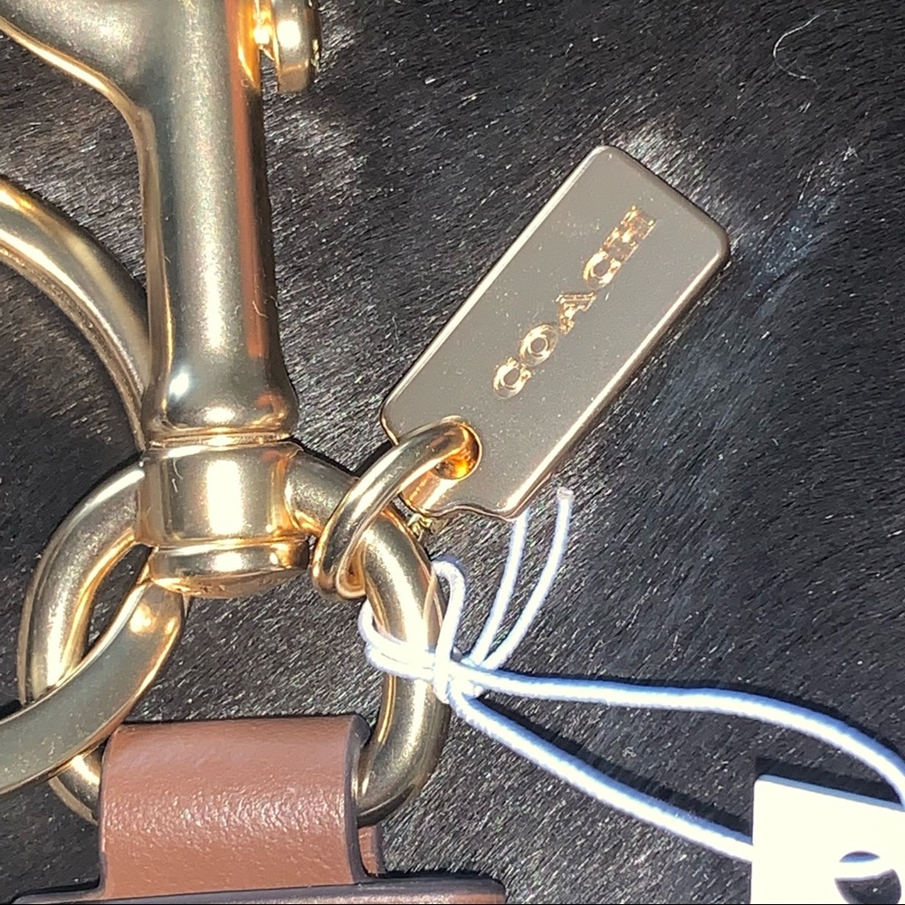 NEW! COACH Trigger Snap Key Ring / Bag Charm w/ Dogleash Snap, Gold/Khaki NWT! - Picture 6 of 16
